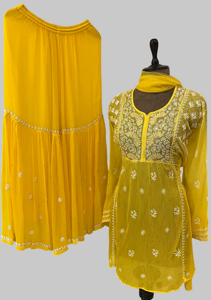 Pure Chiffon Semi-Stitched Gharara Set