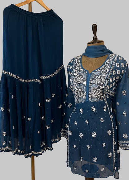Pure Chiffon Semi-Stitched Gharara Set