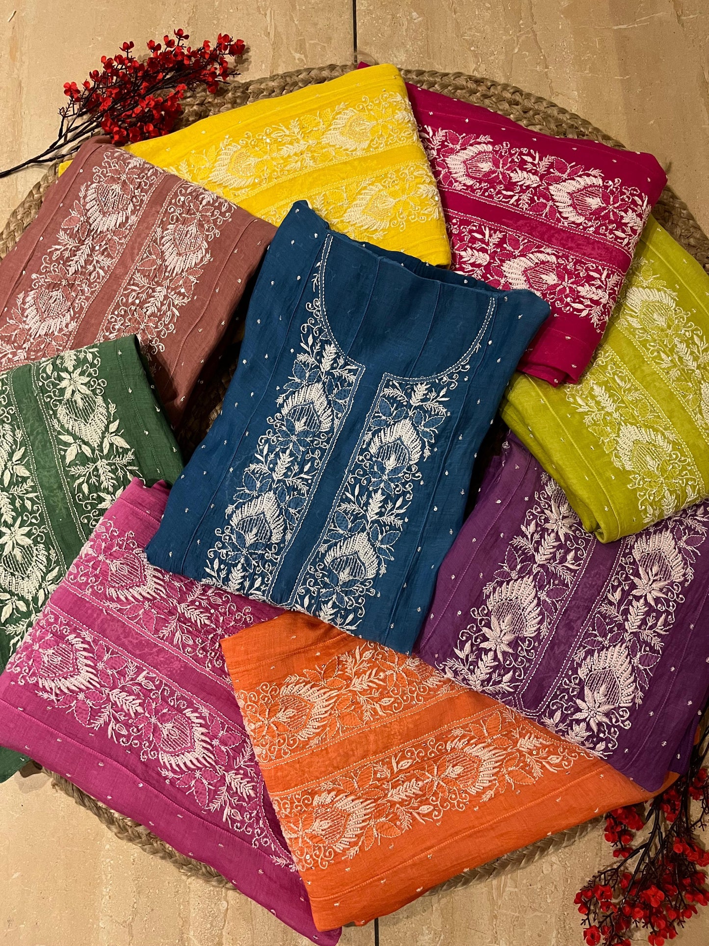 Pure Mul Chanderi Kurta With Dupatta Set