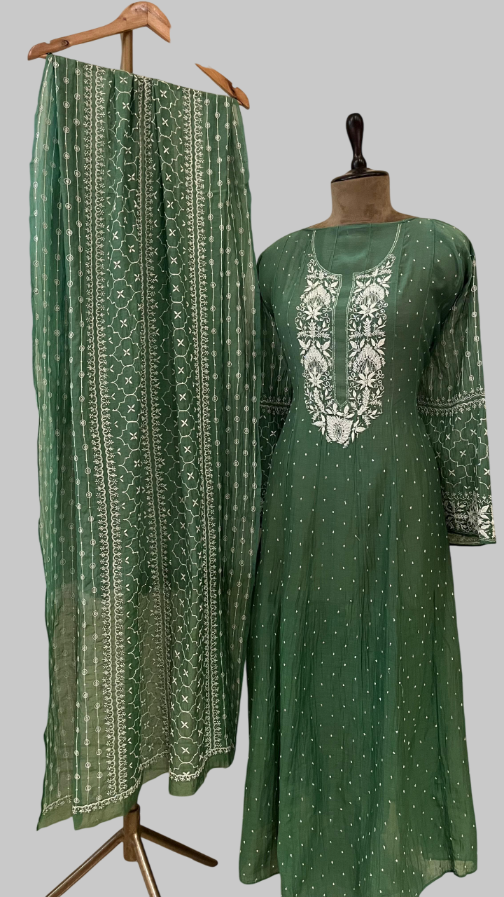 Pure Mul Chanderi Kurta With Dupatta Set