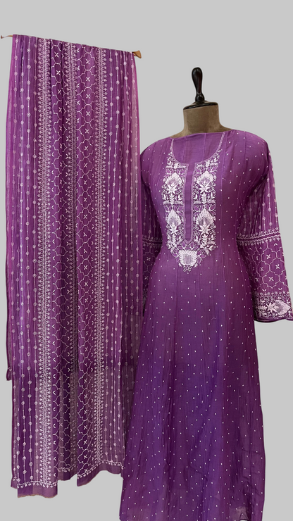 Pure Mul Chanderi Kurta With Dupatta Set