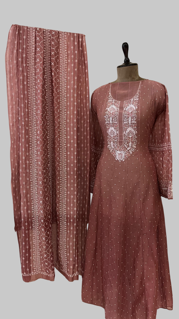 Pure Mul Chanderi Kurta With Dupatta Set