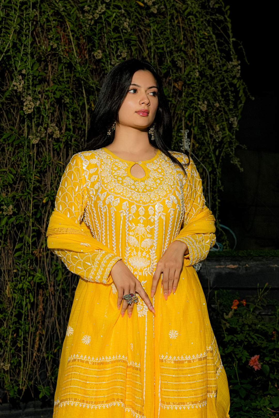 Yellow Set In Pure Mul With Assembled Work