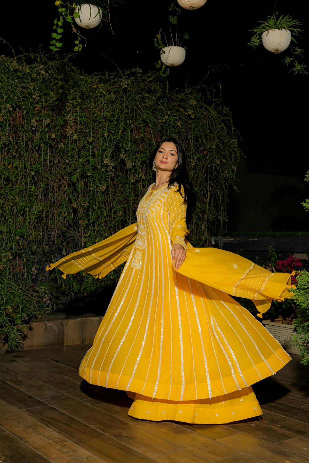 Yellow Set In Pure Mul With Assembled Work