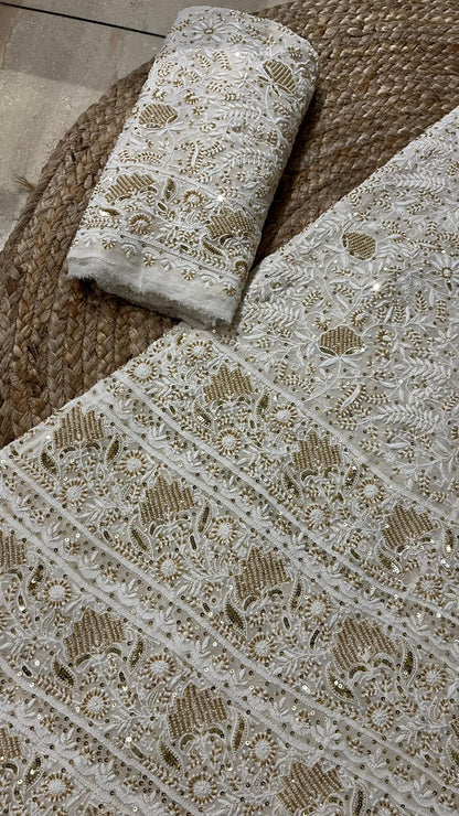 Pure Georgette Ek Taar Golden Lehenga Set