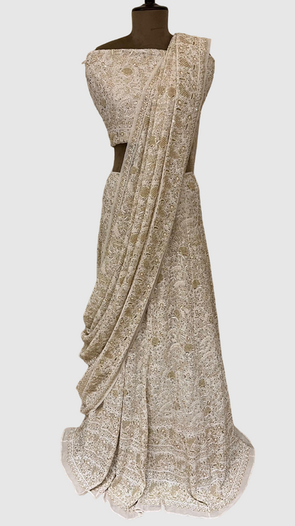 Pure Georgette Ek Taar Golden Lehenga Set