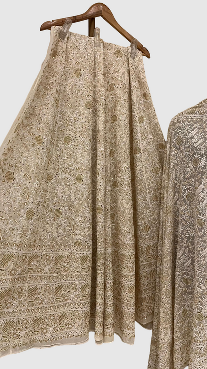 Pure Georgette Ek Taar Golden Lehenga Set