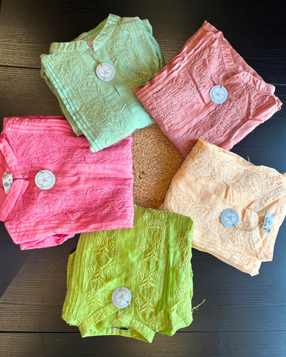 Pure Chanderi Fabric With Thread Work Co-ord Set