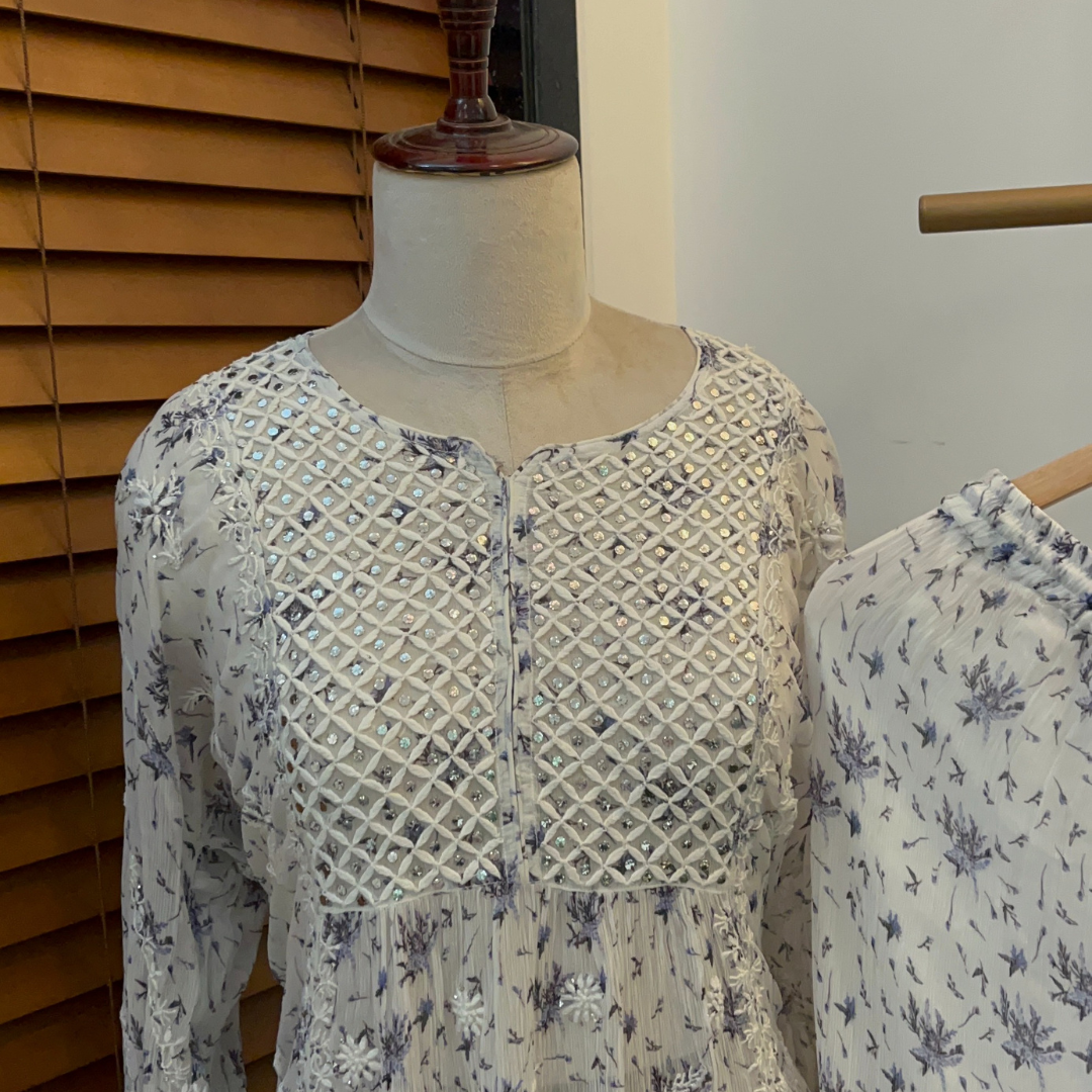 Pure chiffon Gharara set