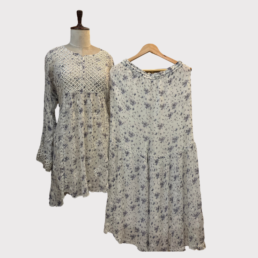 Pure chiffon Gharara set