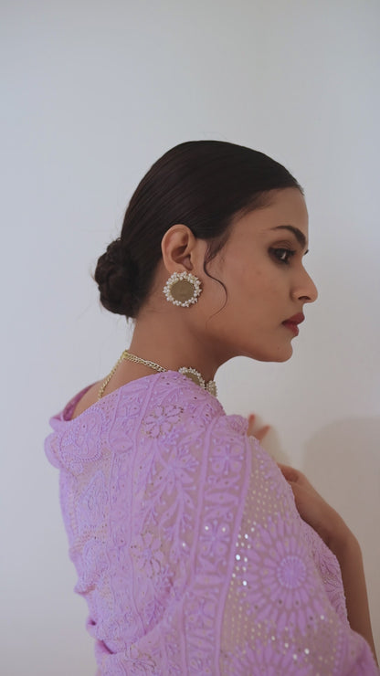 Pure Georgette Saree With Mukaish And Thread Work