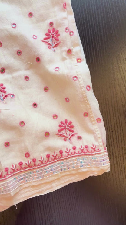 Pure Chanderi Silk Pearl And Thread Work Co-ord Set With Sequins