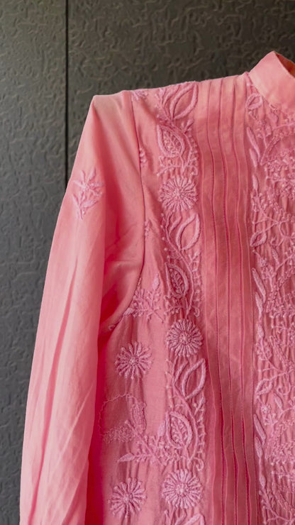 Pure Chanderi Fabric With Thread Work Co-ord Set