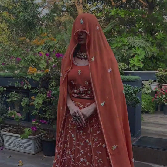 Pure Georgette Lehenga Set With Multi Thread Work