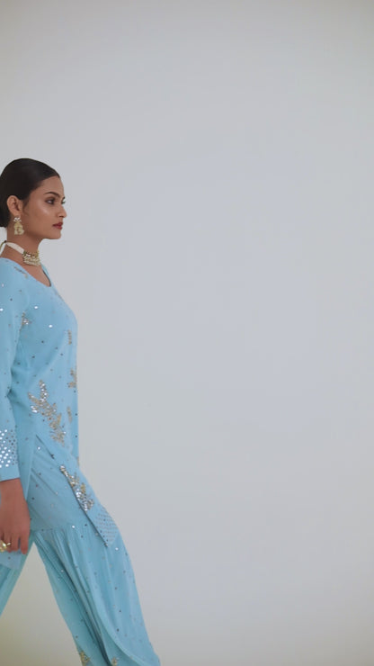 Dyeable Pure Georgette Garara Set With Mukaish Work